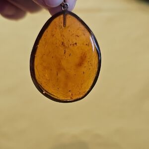 Vintage Amber Pendant With Gold-tone Bail (No Markings)